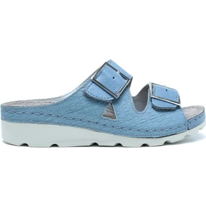 Kifidis SIB160117-V2 Kifidis-Natura Kadın Çift Bantlı Anatomik Deri Terlik 36-41 Mavi/blue