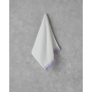 Petite Checked Pamuklu Kroşeli Yüz Havlusu 50x80 cm Ekru - Lila