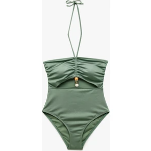 Boyundan Bağlamalı Aksesuarlı Straplez Mayo