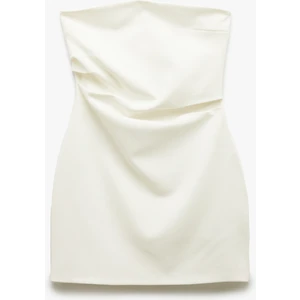 Scuba Krep Kumaş Drape Detaylı Mini Straplez Elbise