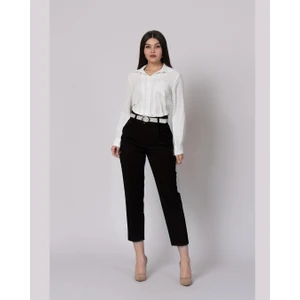 Kemerli Düz Kısa Paça Cepli Pantolon 30224