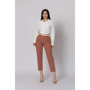 Kemerli Düz Kısa Paça Cepli Pantolon 30224
