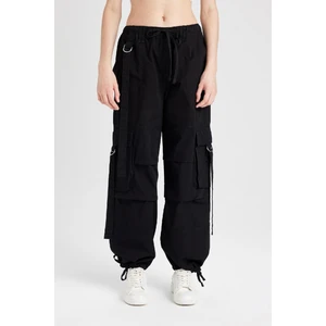 Coool Wide Leg Gabardin Pantolon Geniş Paça Normal Bel Basic Düz Bağcıklı Kargo Cepli B1205AX24AU