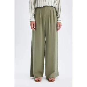 Wide Leg Geniş Bol Paça Çift Pileli Basic Düz Dokuma Pantolon A9068AX24SM