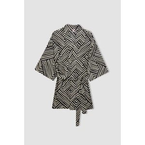 Desenli Pamuklu Kimono-Fall in Love D0453AX24SM