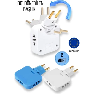 Katlanabilir 3 Girişli Çoklu Priz Adaptörü