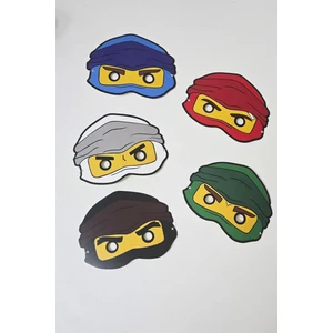 Ninjalar Tema Karton Maskeler 5li Ninja Konsept Doğum Günü