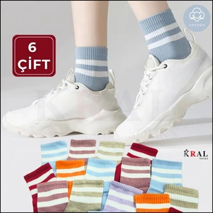 Unisex (6 Çift) Soft Renkler Model Pamuklu Terletmez Çorap Seti