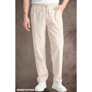Yazlık Keten Pantolon Ham Bez Eşofman Beli Lastikli Unisex Rahat Kalıp Hambez Büyük Beden Alt Eşofman %100 Pamuk