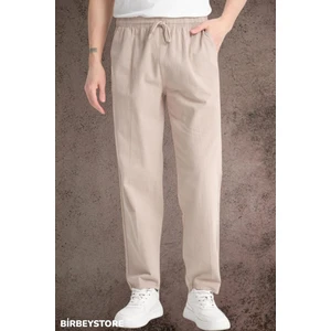 Yazlık Keten Pantolon Ham Bez Eşofman Beli Lastikli Unisex Rahat Kalıp Hambez Büyük Beden Alt Eşofman %100 Pamuk