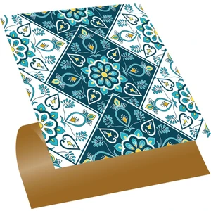 Kendinden Yapışkanlı Turkuaz Çiçek Desenli Pvc Karo 30X30 cm (33 Adet) 3 m2