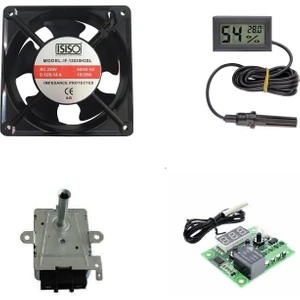 Temiz Pazar Kuluçka Makinesi Seti  Termostat , Nem Ölçer ,fan , Çevirme Motoru