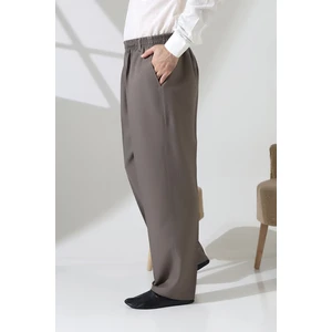 Erkek Beli Lastikli Cepli Hac Umre Kumaş Şalvar Pantolon - Toprak(Isr)