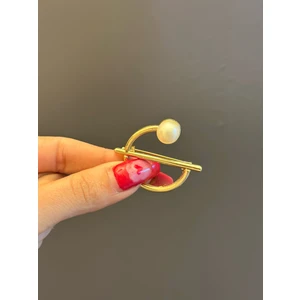 Gönülden Tasarım Halka Incili Çelik Broş Yaka Türban Iğnesi 5x4 cm