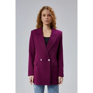 Mor Oversize Dokuma Blazer Ceket