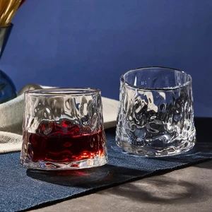 16371 Greta Şeffaf 2'li 360 Derece Dönerli Cam Viski Meşrubat Bardağı 160 ml