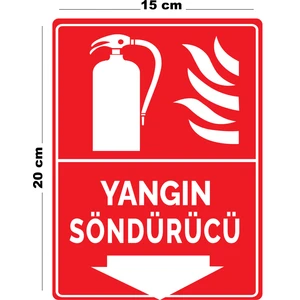 Metal Yangın Söndürücü 15 cm x 20 cm Uyarı Levhası Yönlendirme Tabelası
