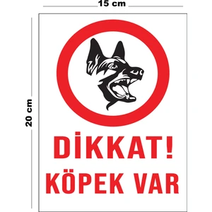 Metal Dikkat Köpek Var 15 cm x 20 cm Uyarı Levhası Yönlendirme Tabelası