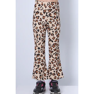 Kız Çocuk Tayt Leopar ve Kalp Desenli Ispanyol Paça C53