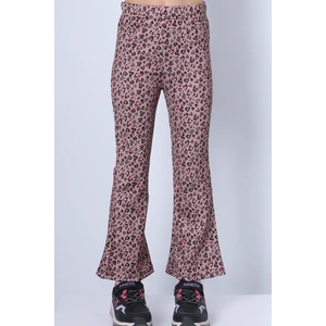 Kız Çocuk Tayt Leopar ve Kalp Desenli Ispanyol Paça C53