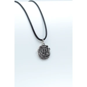 Bu Farklı Minimal BTS Army Deri ip Kolye - Gümüş Kaplama - Kadın Erkek Kolye - No:961
