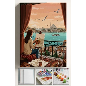 Sayılarla Boyama Seti Kasnaklı Boyalar ve Fırçalar Dahil 40X5CM Istanbul Çizim
