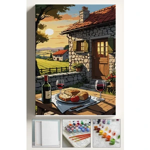 Sayılarla Boyama Seti Kasnaklı Boyalar ve Fırçalar Dahil 40X5CM Mahsen Şarap