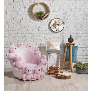Most Teddy Kids Ayıcıklı Pembe Peluş Kumaş Döner Berjer (Evinize Teslim)
