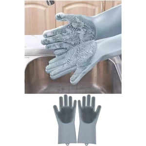 Snow Homs Mutfak Banyo Temizleme Sihirli Silikon Bulaşık Eldiveni Tırtıklı Magic Gloves Temizlik Eldiveni