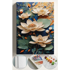 Sayılarla Boyama Seti Kasnaklı Boyalar ve Fırçalar Dahil 40X5CM Göl Çiçeği