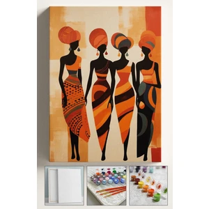 Sayılarla Boyama Seti Kasnaklı Boyalar ve Fırçalar Dahil 40X5CM Sanatsal Kadınlar