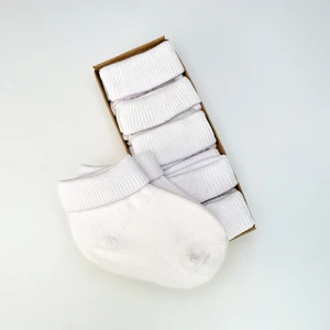 Organik Pamuk Dokuma Desensiz Kıvrık Kız Erkek Yenidoğan Bebek ve Çocuk Çorabı 5li Set