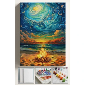 Sayılarla Boyama Seti Kasnaklı Boyalar ve Fırçalar Dahil 40X5CM Ateş ve Sahil