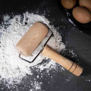 Kamptek Ahşap Saplı Hamur Rulosu Pürüzsüz Açıcı Oklava El Silindiri Merdanesi