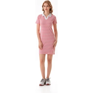 Çizgili Polo Yaka Likralı Elbise