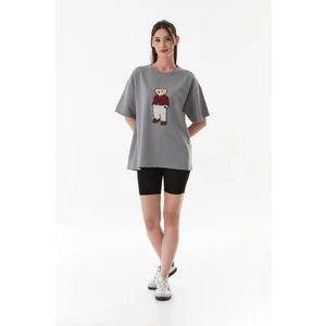 Ayıcık Nakışlı Oversize Tişört