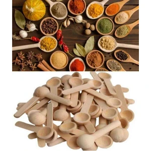 Kamptek Ahşap Baharatlık - Ölçek Kaşığı - Ahşap Kaşık 7 cm 6 Adet