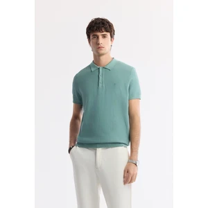 Erkek Nil Yeşili Polo Yaka Dokulu Triko T-shirt B005120