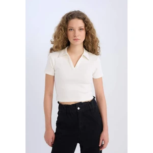 Fitted Polo Yaka Basic Fitilli Tişört A0379AX25SM