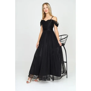 Kız Çocuk Parlak Sim ve Payet Detaylı Uzun Abiye ELBISE-ABY-0013