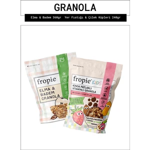Elma Badem ve Kids Yer Fıstığı Çilek Küpleri granola Paketi x2
