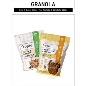 Elma Badem ve Probiyotik Yer Fıstığı Çikolata granola Paketi x2