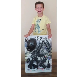 Brother Toys 11 Parça Oyuncak Kasklı Tüfek Asker Polis Komando Seti Kelepçe Kask Telsiz El Bombası Dürbün