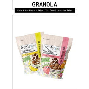 Kids Kaju Muz Küpleri ve Kids Yer Fıstığı Çilek Küpleri granola Paketi x2