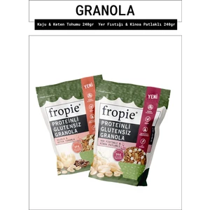 Proteinli Glutensiz Kaju Keten Tohumu ve Glutensiz Yer Fıstıklı Kinoa Patlaklı granola Paketi x2