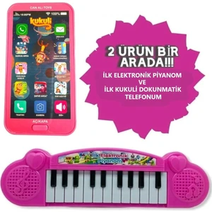 Brother Toys Oyuncak Dokunmatik Kukuli Oyuncak Cep Telefonu ve Elektronik Sesli Piyano 2'li Set