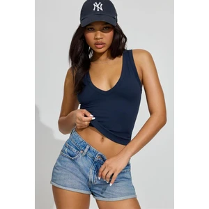 Lacivert Derin V Yaka %100 Pamuklu Basic Kadın Atlet MG2405