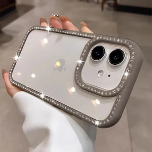 Apple iPhone 12 Uyumlu Kılıf Zebana Bling Diamond Silikon Kılıf Gri