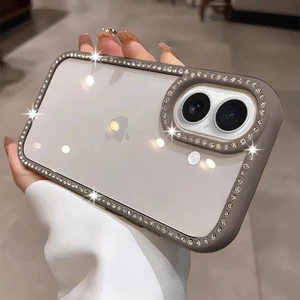 Apple iPhone 16 Uyumlu Kılıf Zebana Bling Diamond Silikon Kılıf Gri