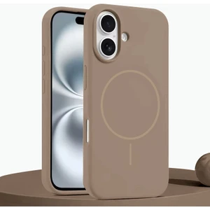 Apple iPhone 16 Plus Uyumlu Kılıf Zebana Liquid Soft Silikon Kılıf (Kablosuz Şarj Destekli) Desert Titanyum